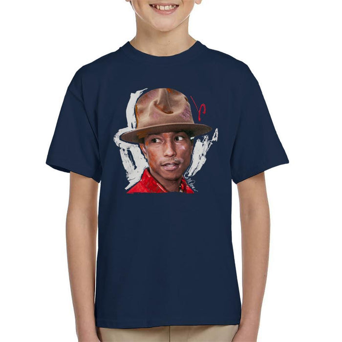 Sidney Maurer Original Portrait Of Pharrel Williams Hat Kids T-Shirt - Kids Boys T-Shirt