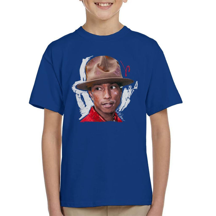 Sidney Maurer Original Portrait Of Pharrel Williams Hat Kids T-Shirt - Kids Boys T-Shirt