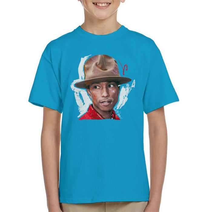 Sidney Maurer Original Portrait Of Pharrel Williams Hat Kids T-Shirt - Kids Boys T-Shirt