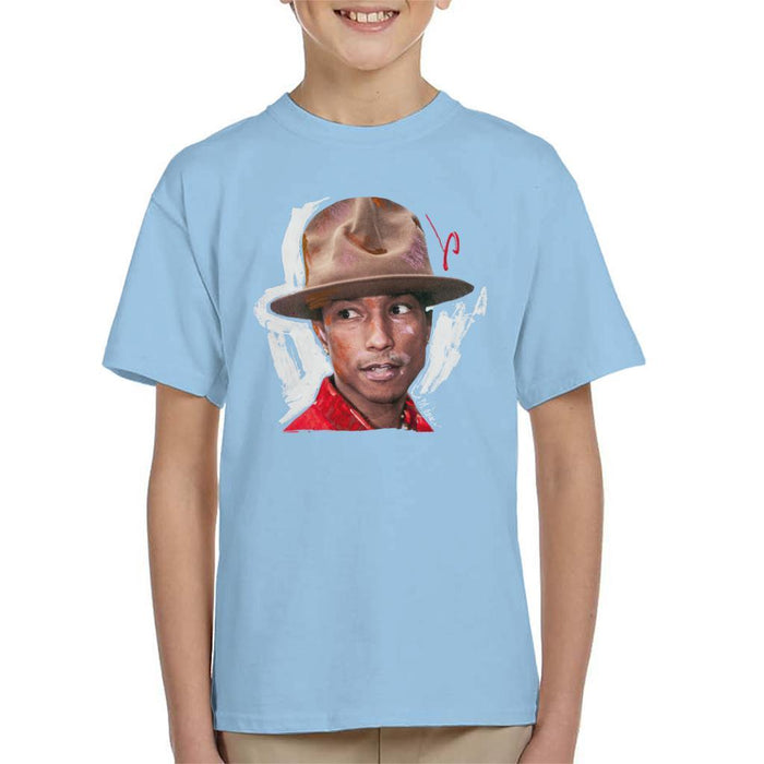Sidney Maurer Original Portrait Of Pharrel Williams Hat Kids T-Shirt - Kids Boys T-Shirt