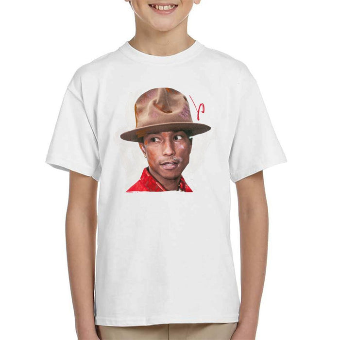 Sidney Maurer Original Portrait Of Pharrel Williams Hat Kids T-Shirt - Kids Boys T-Shirt