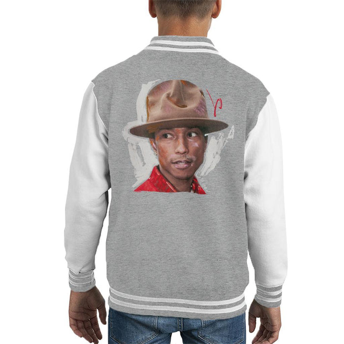 Sidney Maurer Original Portrait Of Pharrel Williams Hat Kids Varsity Jacket - Kids Boys Varsity Jacket