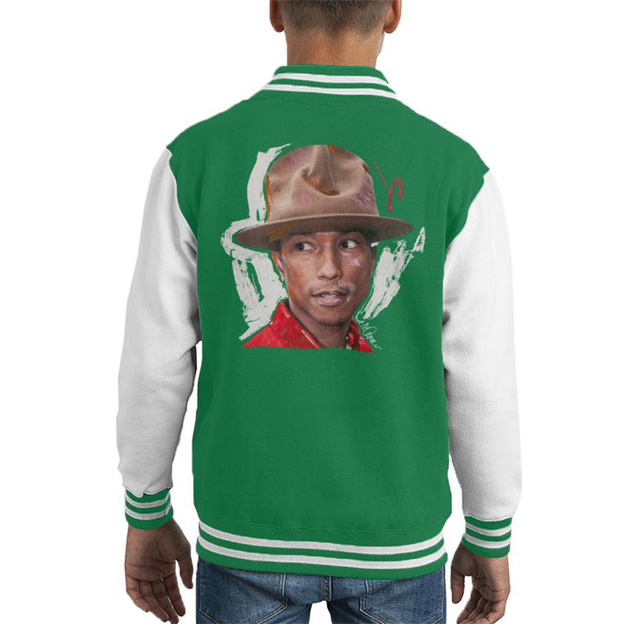 Sidney Maurer Original Portrait Of Pharrel Williams Hat Kids Varsity Jacket - Kids Boys Varsity Jacket