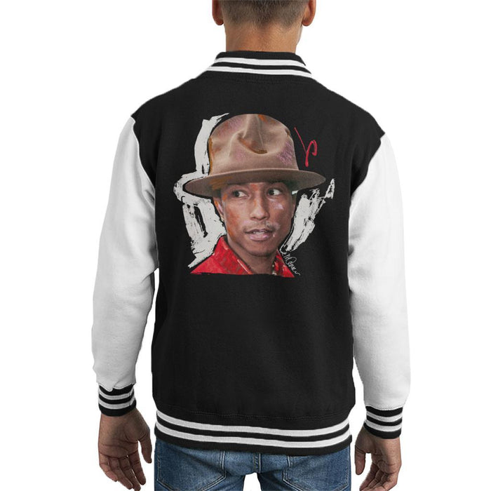 Sidney Maurer Original Portrait Of Pharrel Williams Hat Kids Varsity Jacket - Kids Boys Varsity Jacket
