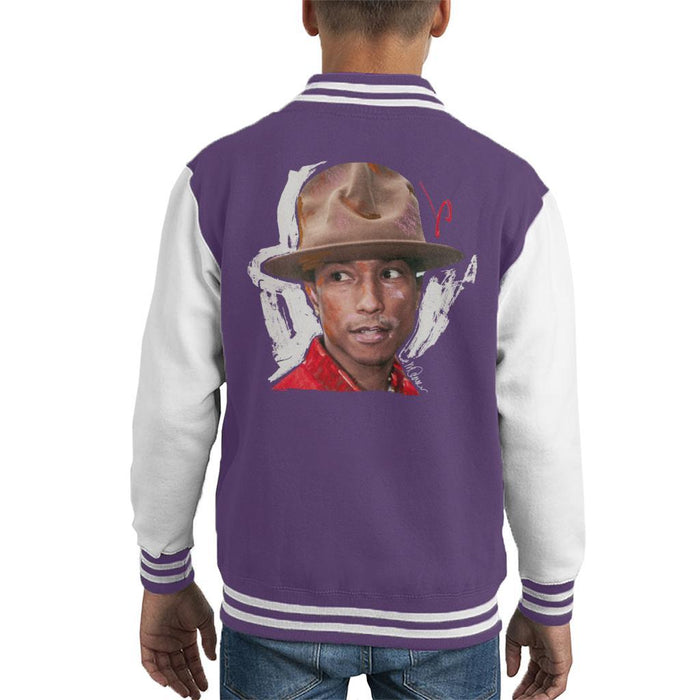 Sidney Maurer Original Portrait Of Pharrel Williams Hat Kids Varsity Jacket - Kids Boys Varsity Jacket