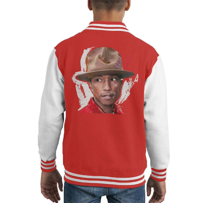Sidney Maurer Original Portrait Of Pharrel Williams Hat Kids Varsity Jacket - Kids Boys Varsity Jacket