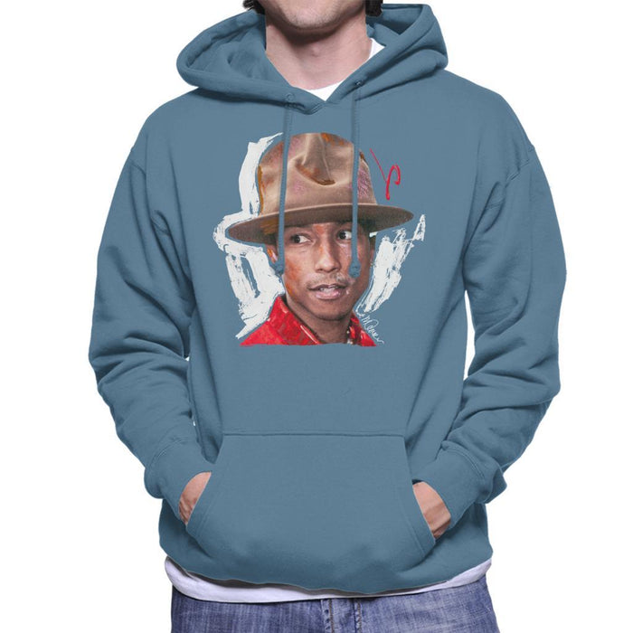 Sidney Maurer Original Portrait Of Pharrel Williams Hat Mens Hooded Sweatshirt - Mens Hooded Sweatshirt