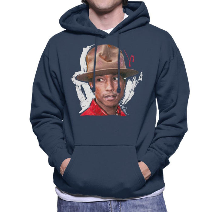 Sidney Maurer Original Portrait Of Pharrel Williams Hat Mens Hooded Sweatshirt - Mens Hooded Sweatshirt