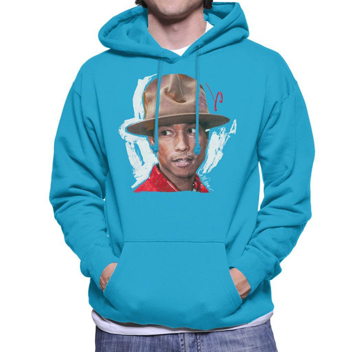 Sidney Maurer Original Portrait Of Pharrel Williams Hat Mens Hooded Sweatshirt - Mens Hooded Sweatshirt
