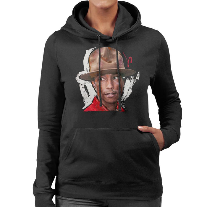 Sidney Maurer Original Portrait Of Pharrel Williams Hat Womens Hooded Sweatshirt - Womens Hooded Sweatshirt
