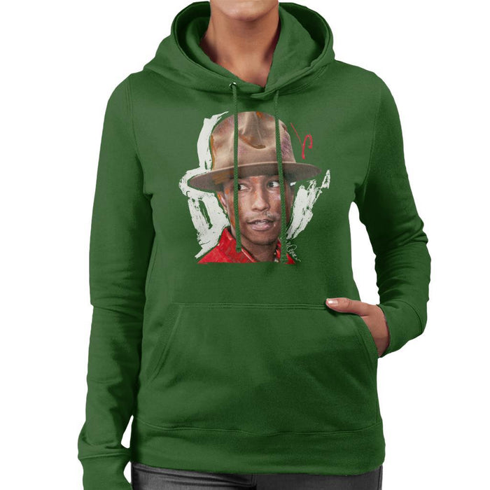 Sidney Maurer Original Portrait Of Pharrel Williams Hat Womens Hooded Sweatshirt - Womens Hooded Sweatshirt