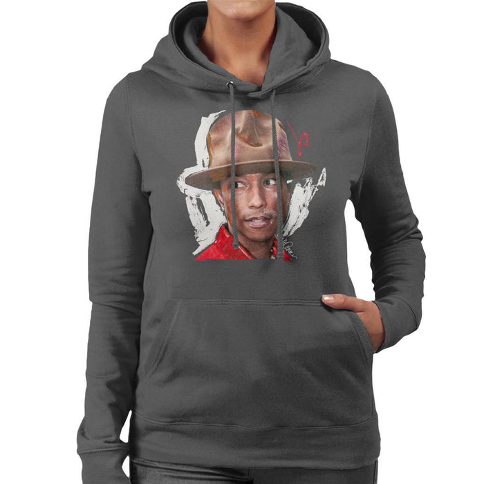 Sidney Maurer Original Portrait Of Pharrel Williams Hat Womens Hooded Sweatshirt - Womens Hooded Sweatshirt