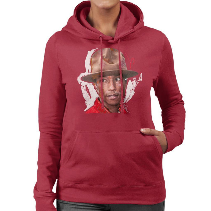 Sidney Maurer Original Portrait Of Pharrel Williams Hat Womens Hooded Sweatshirt - Womens Hooded Sweatshirt