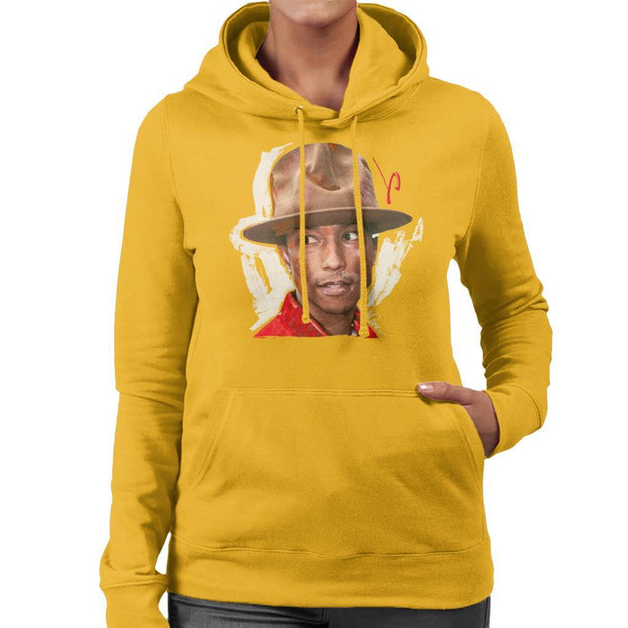 Sidney Maurer Original Portrait Of Pharrel Williams Hat Womens Hooded Sweatshirt - Womens Hooded Sweatshirt