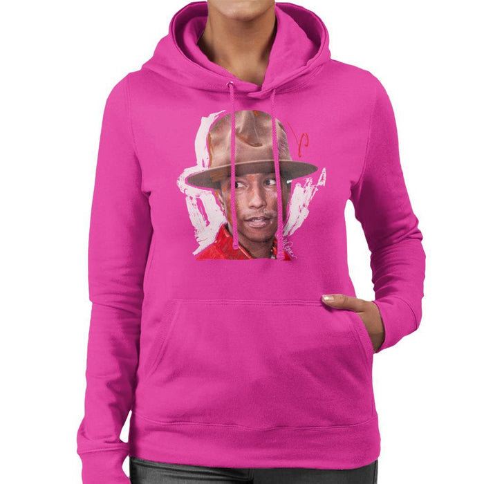 Sidney Maurer Original Portrait Of Pharrel Williams Hat Womens Hooded Sweatshirt - Womens Hooded Sweatshirt