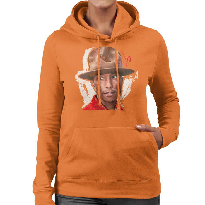 Sidney Maurer Original Portrait Of Pharrel Williams Hat Womens Hooded Sweatshirt - Womens Hooded Sweatshirt