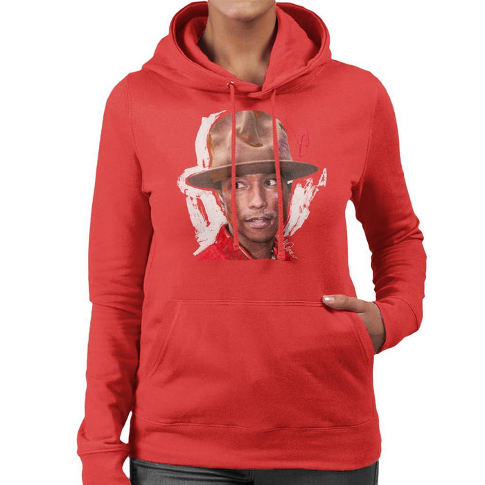 Sidney Maurer Original Portrait Of Pharrel Williams Hat Womens Hooded Sweatshirt - Womens Hooded Sweatshirt