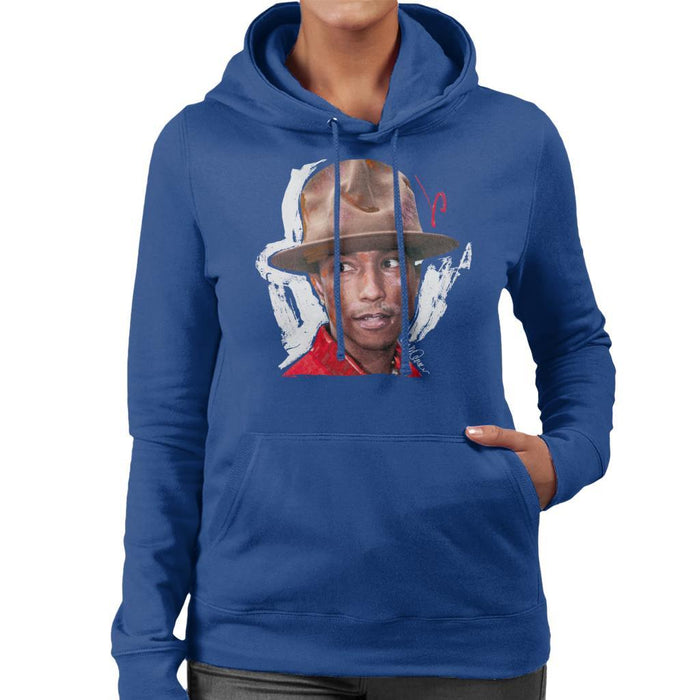 Sidney Maurer Original Portrait Of Pharrel Williams Hat Womens Hooded Sweatshirt - Womens Hooded Sweatshirt
