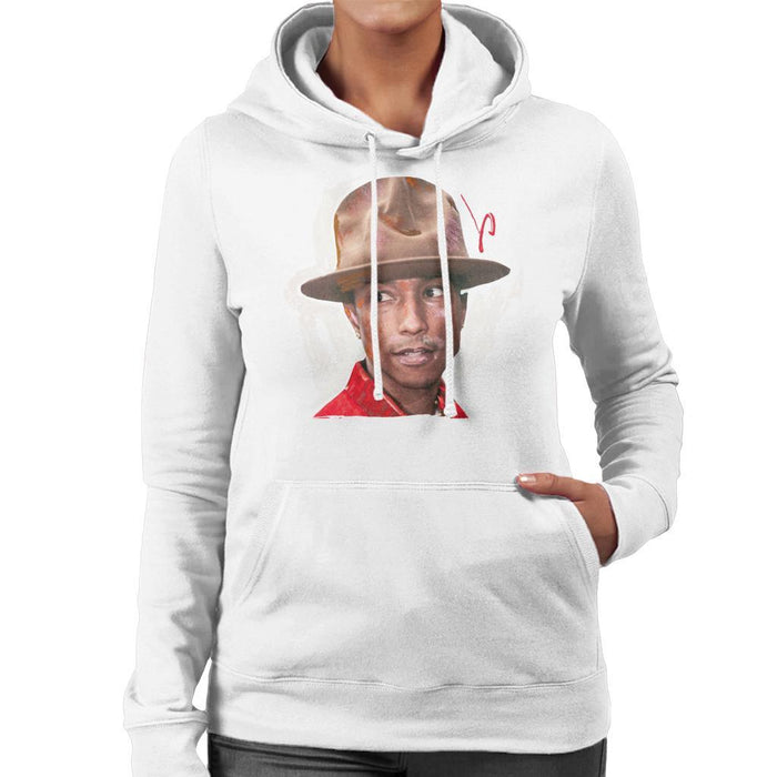 Sidney Maurer Original Portrait Of Pharrel Williams Hat Womens Hooded Sweatshirt - Womens Hooded Sweatshirt