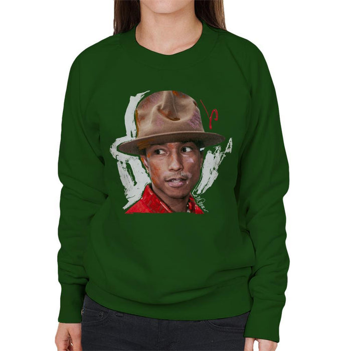 Sidney Maurer Original Portrait Of Pharrel Williams Hat Womens Sweatshirt - Womens Sweatshirt