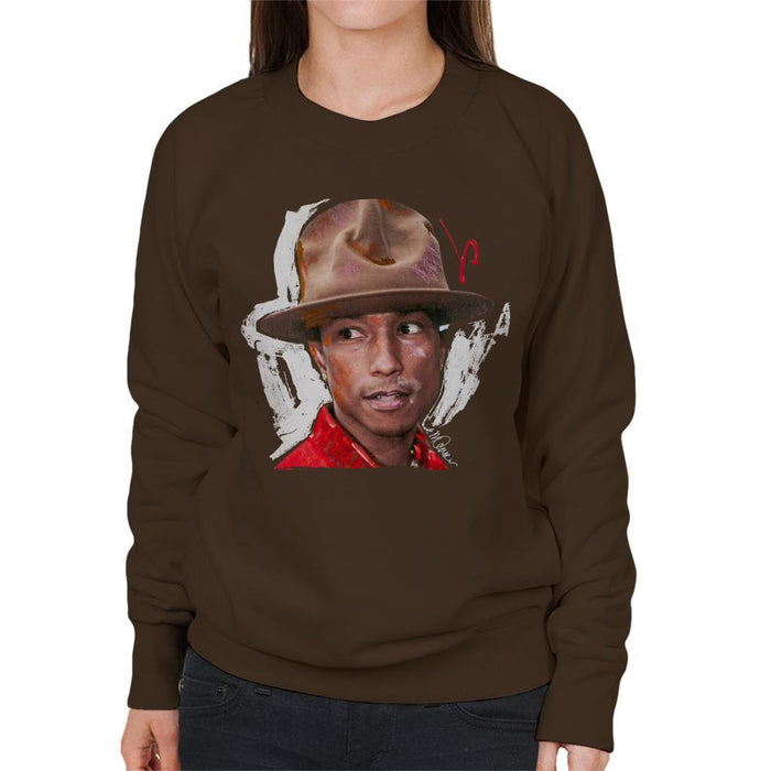 Sidney Maurer Original Portrait Of Pharrel Williams Hat Womens Sweatshirt - Womens Sweatshirt