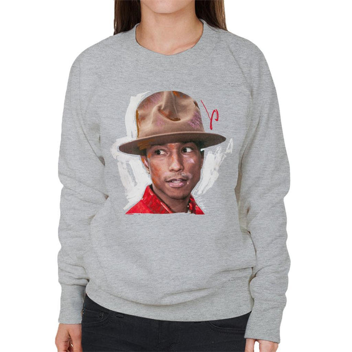 Sidney Maurer Original Portrait Of Pharrel Williams Hat Womens Sweatshirt - Womens Sweatshirt
