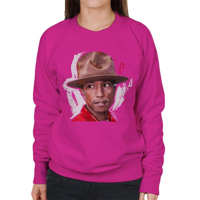 Sidney Maurer Original Portrait Of Pharrel Williams Hat Womens Sweatshirt - Womens Sweatshirt