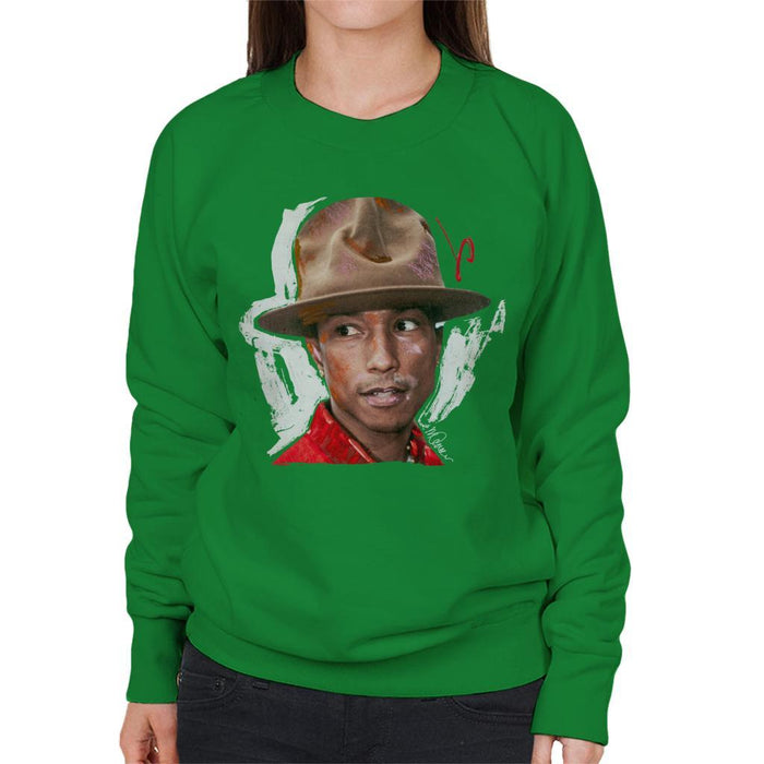 Sidney Maurer Original Portrait Of Pharrel Williams Hat Womens Sweatshirt - Womens Sweatshirt