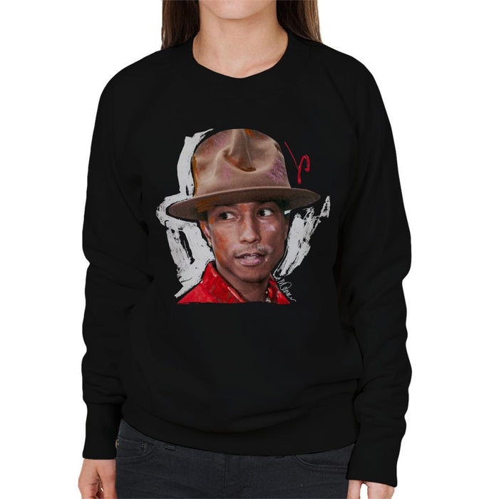 Sidney Maurer Original Portrait Of Pharrel Williams Hat Womens Sweatshirt - Womens Sweatshirt