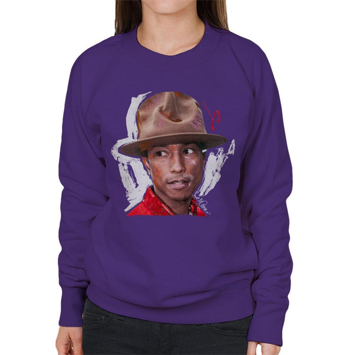 Sidney Maurer Original Portrait Of Pharrel Williams Hat Womens Sweatshirt - Womens Sweatshirt