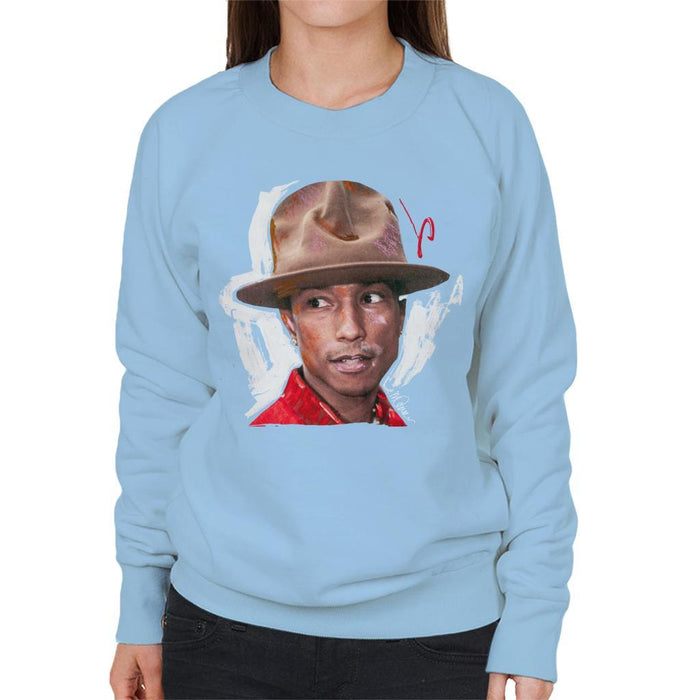Sidney Maurer Original Portrait Of Pharrel Williams Hat Womens Sweatshirt - Womens Sweatshirt