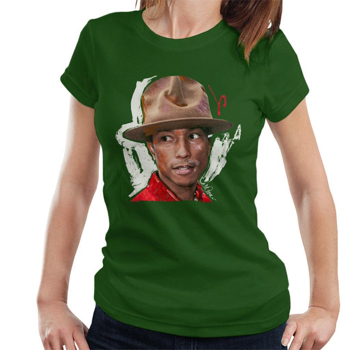 Sidney Maurer Original Portrait Of Pharrel Williams Hat Womens T-Shirt - Womens T-Shirt