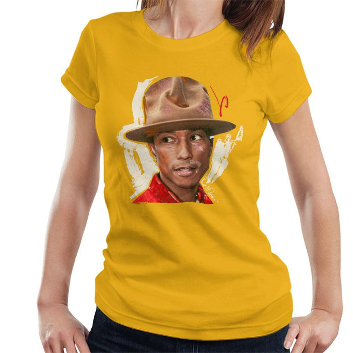 Sidney Maurer Original Portrait Of Pharrel Williams Hat Womens T-Shirt - Womens T-Shirt