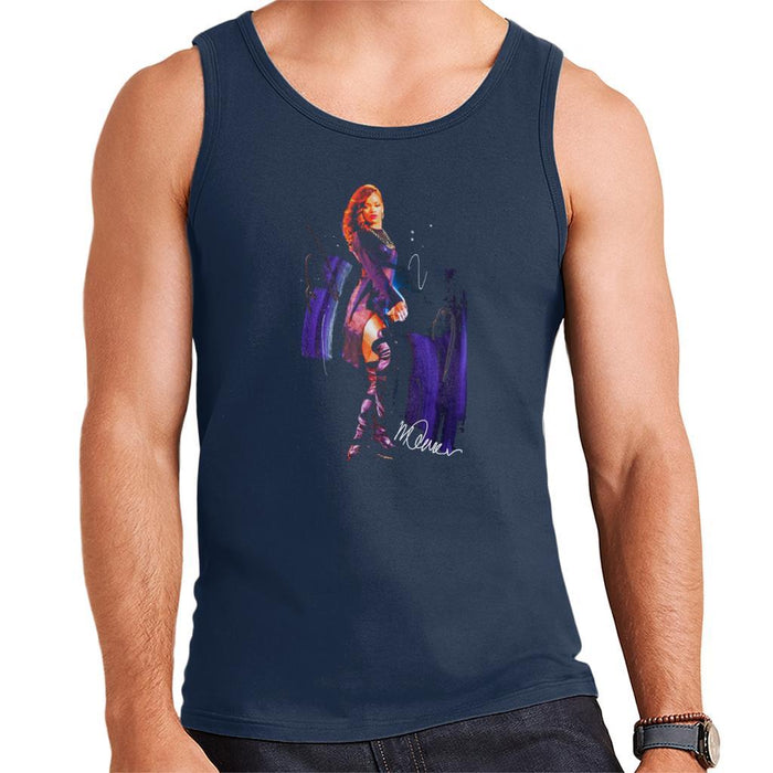 Sidney Maurer Original Portrait Of Rihanna Long Boots Mens Vest - Small / Navy Blue - Mens Vest