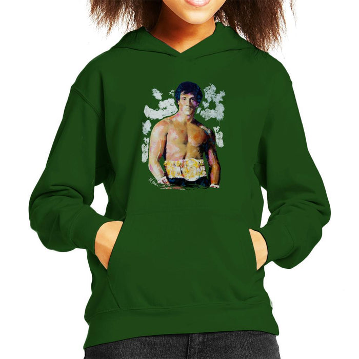 Sidney Maurer Original Portrait Of Sylvester Stallone Belt Kids Hooded Sweatshirt - Kids Boys Hooded Sweatshirt