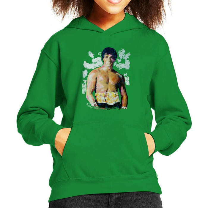 Sidney Maurer Original Portrait Of Sylvester Stallone Belt Kids Hooded Sweatshirt - Kids Boys Hooded Sweatshirt