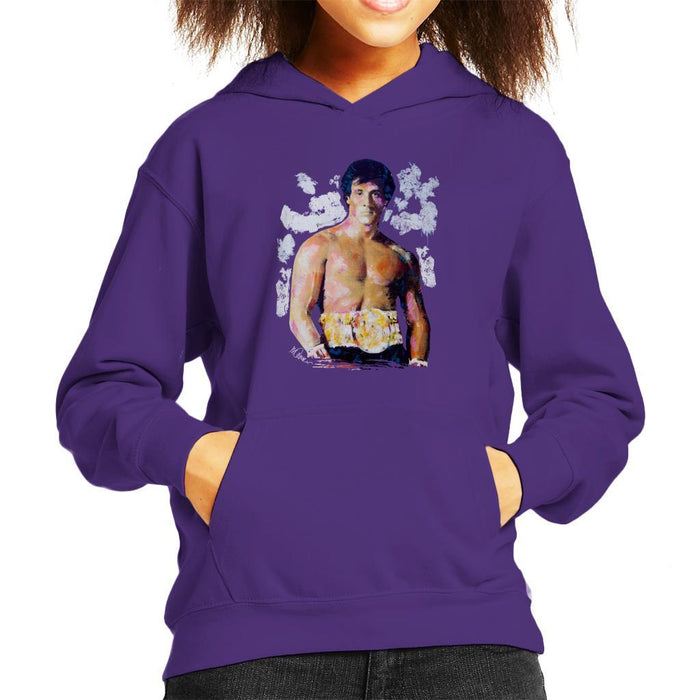 Sidney Maurer Original Portrait Of Sylvester Stallone Belt Kids Hooded Sweatshirt - Kids Boys Hooded Sweatshirt