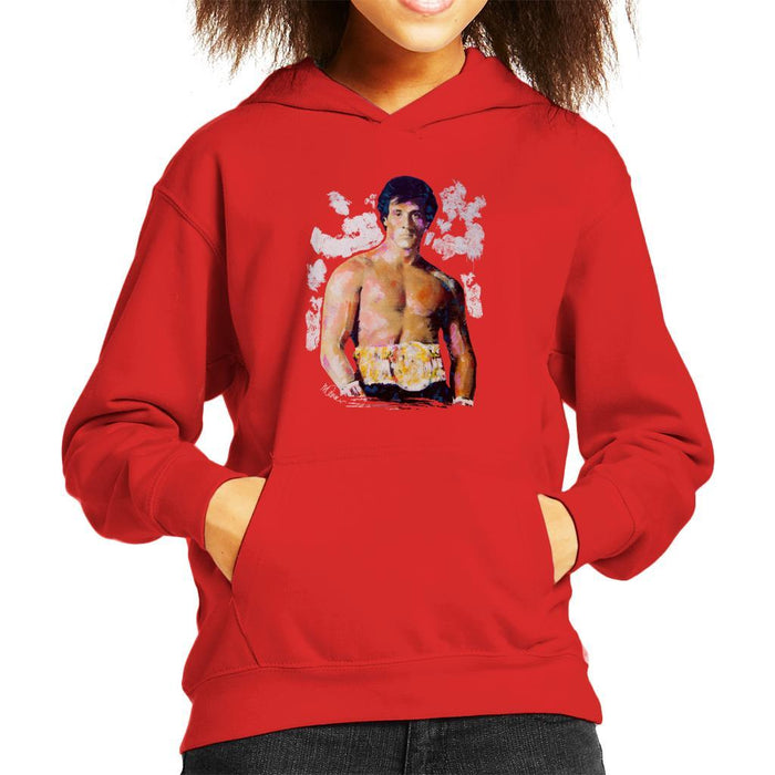Sidney Maurer Original Portrait Of Sylvester Stallone Belt Kids Hooded Sweatshirt - Kids Boys Hooded Sweatshirt