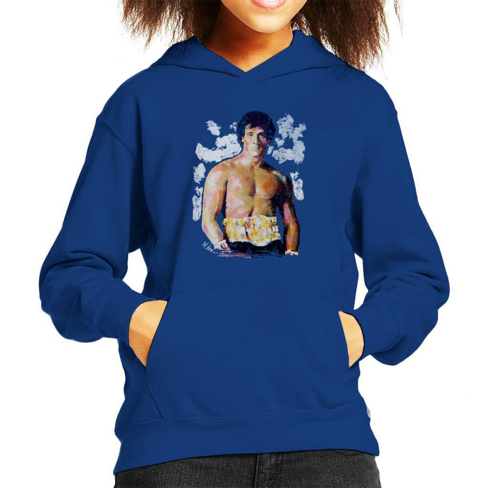 Sidney Maurer Original Portrait Of Sylvester Stallone Belt Kids Hooded Sweatshirt - Kids Boys Hooded Sweatshirt