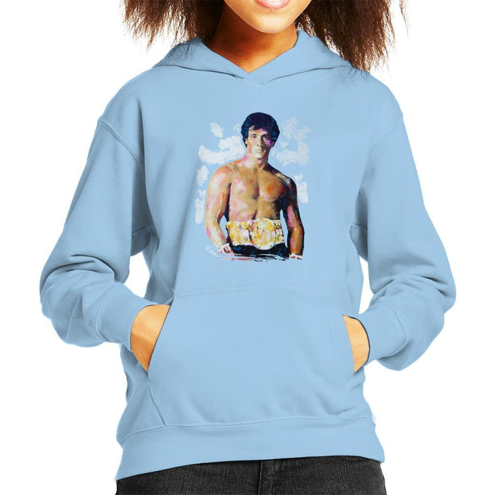 Sidney Maurer Original Portrait Of Sylvester Stallone Belt Kids Hooded Sweatshirt - Kids Boys Hooded Sweatshirt