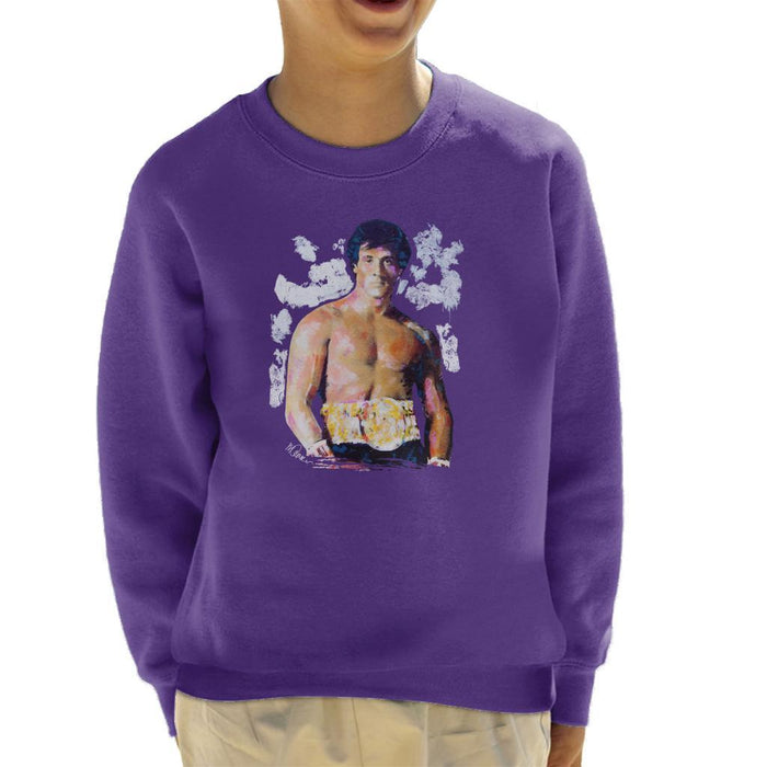 Sidney Maurer Original Portrait Of Sylvester Stallone Belt Kids Sweatshirt - Kids Boys Sweatshirt