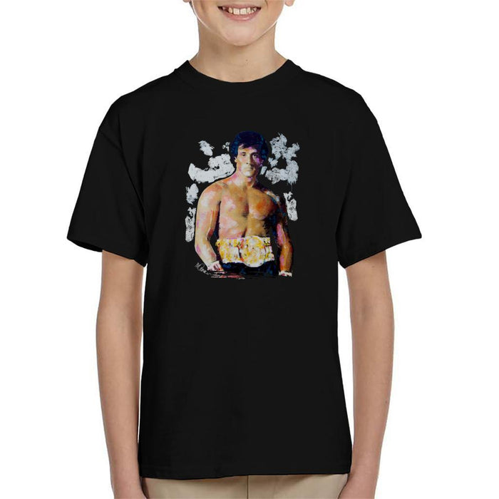 Sidney Maurer Original Portrait Of Sylvester Stallone Belt Kids T-Shirt - Kids Boys T-Shirt