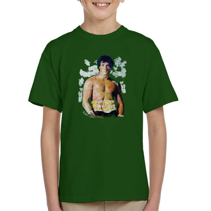 Sidney Maurer Original Portrait Of Sylvester Stallone Belt Kids T-Shirt - Kids Boys T-Shirt
