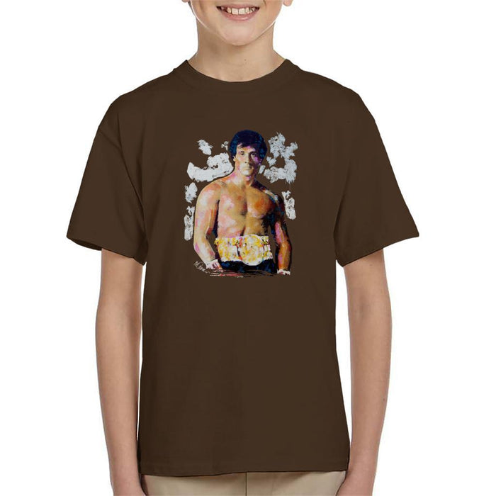 Sidney Maurer Original Portrait Of Sylvester Stallone Belt Kids T-Shirt - Kids Boys T-Shirt