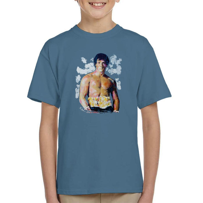 Sidney Maurer Original Portrait Of Sylvester Stallone Belt Kids T-Shirt - Kids Boys T-Shirt