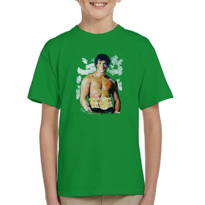 Sidney Maurer Original Portrait Of Sylvester Stallone Belt Kids T-Shirt - Kids Boys T-Shirt