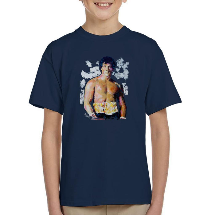 Sidney Maurer Original Portrait Of Sylvester Stallone Belt Kids T-Shirt - Kids Boys T-Shirt