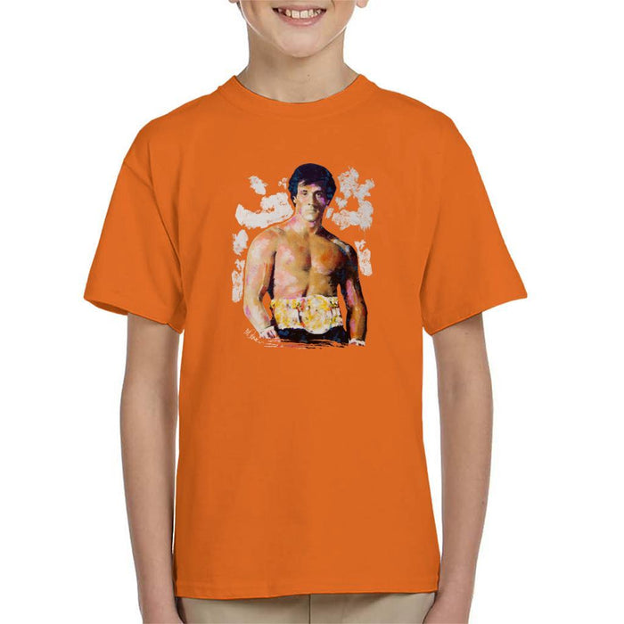 Sidney Maurer Original Portrait Of Sylvester Stallone Belt Kids T-Shirt - Kids Boys T-Shirt