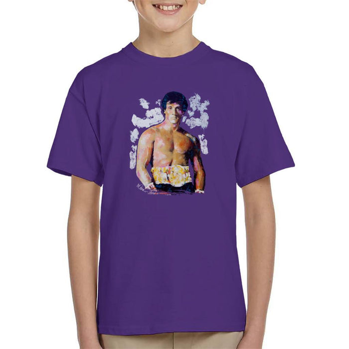Sidney Maurer Original Portrait Of Sylvester Stallone Belt Kids T-Shirt - Kids Boys T-Shirt