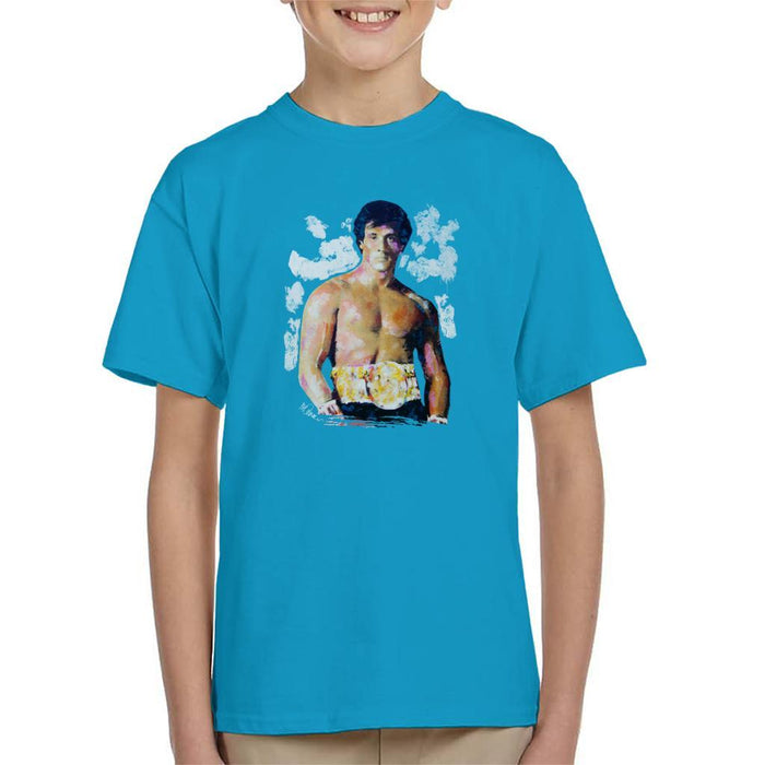 Sidney Maurer Original Portrait Of Sylvester Stallone Belt Kids T-Shirt - Kids Boys T-Shirt